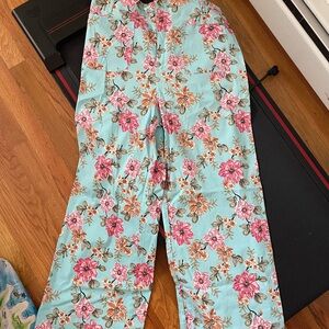 Eesome Floral Patterned Pants in Pink and Light Blue